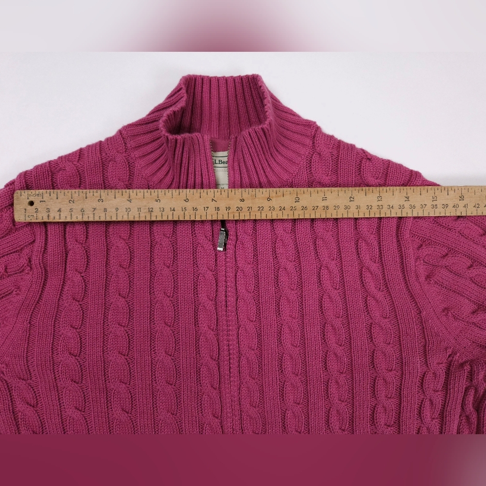 L.L. Bean Raspberry Cable Knit Cardigan - Picture 7 of 15